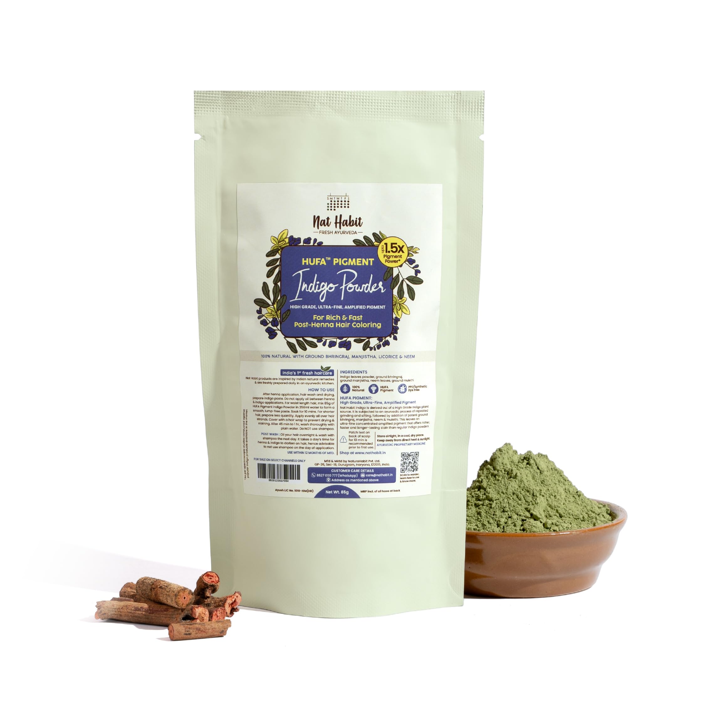 Nat Habit indigo leaf powder sachet for post-henna hair color