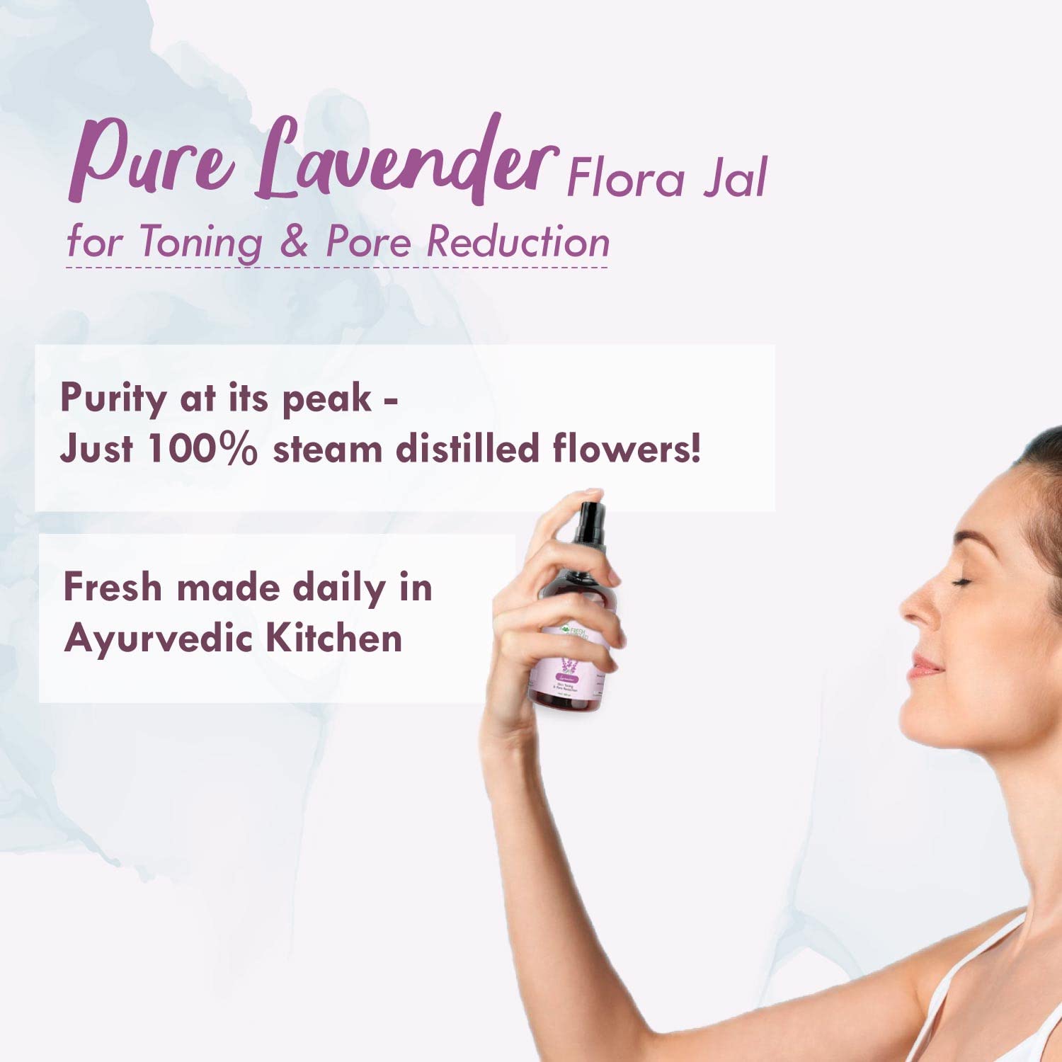 Nat Habit - 100% Pure Lavender Jal - Lavender Water, Toner, Face-Mist, Astringent & Face Spray, Ayurvedic Steam-Distilled For Oil-Control, Acne-Control, Skin Hydration (Pack of 1, 100 ml) – view 2