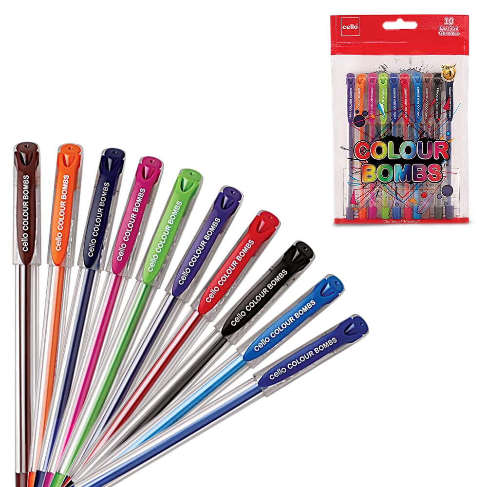 Pack of 10 Cello Colour Bombs assorted gel pens
