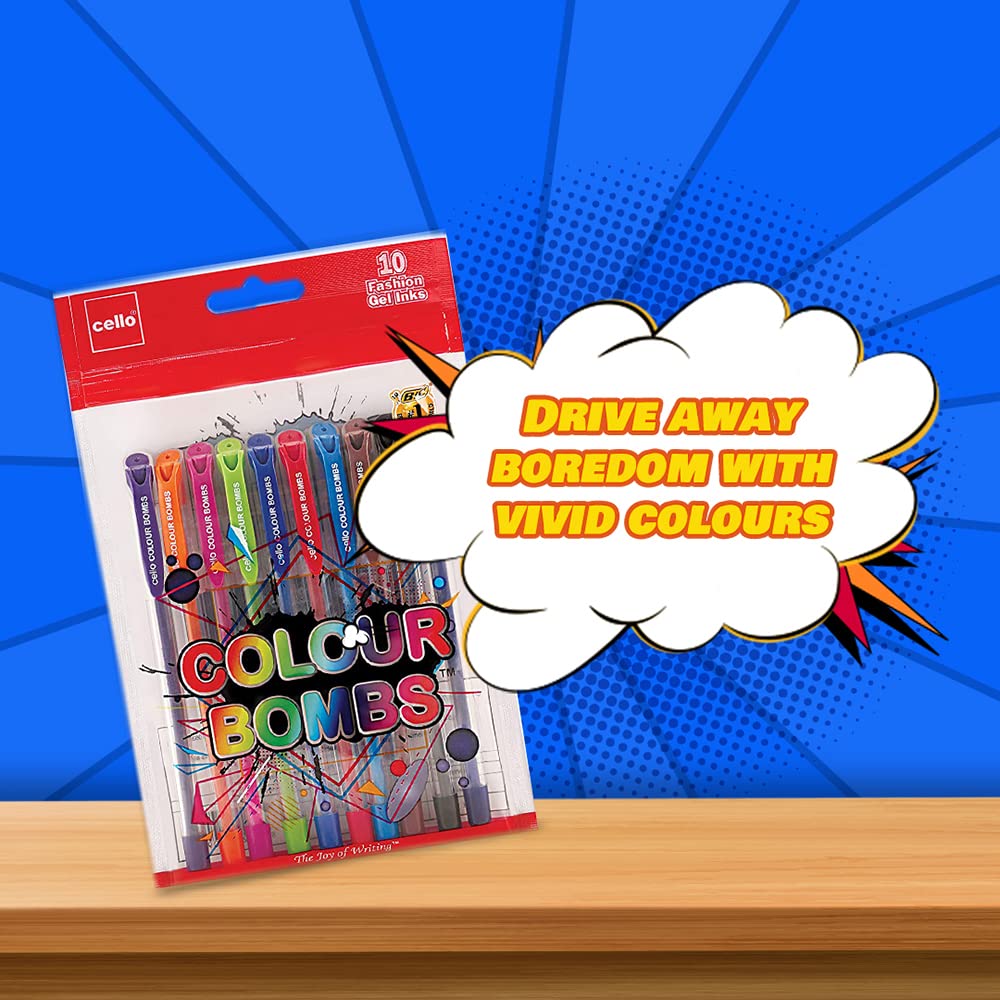Cello Colour Bombs coloured ink Gel pens - Pack of 10 (Assorted) – view 2