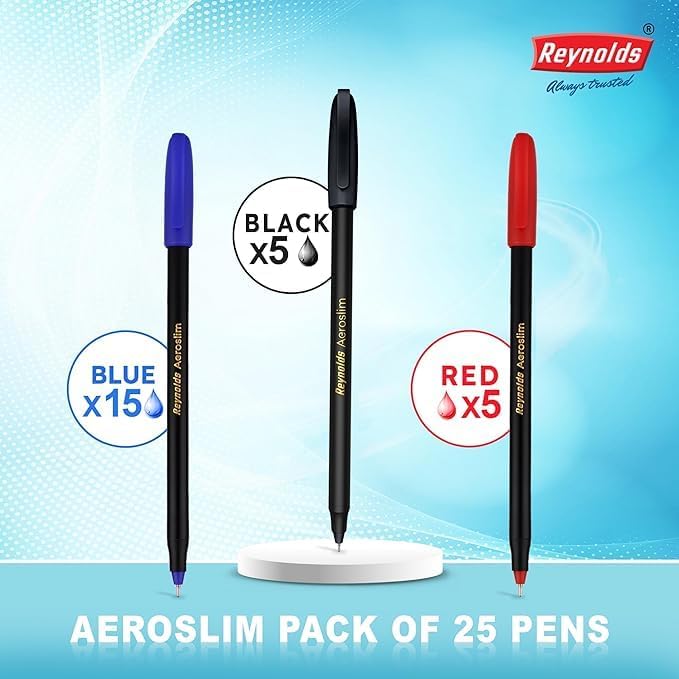 Reynolds AEROSLIM Ball Pen SET - 25 PENS (15 BLUE, 5 Black, 5 Red) – view 4