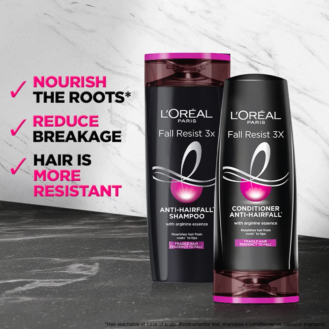 L'Oreal Paris Anti-Hair Fall Shampoo, Reinforcing & Nourishing for Hair Growth, For Thinning & Hair Loss, With Arginine Essence and Salicylic Acid, Fall Resist 3X, 180 ml – view 3