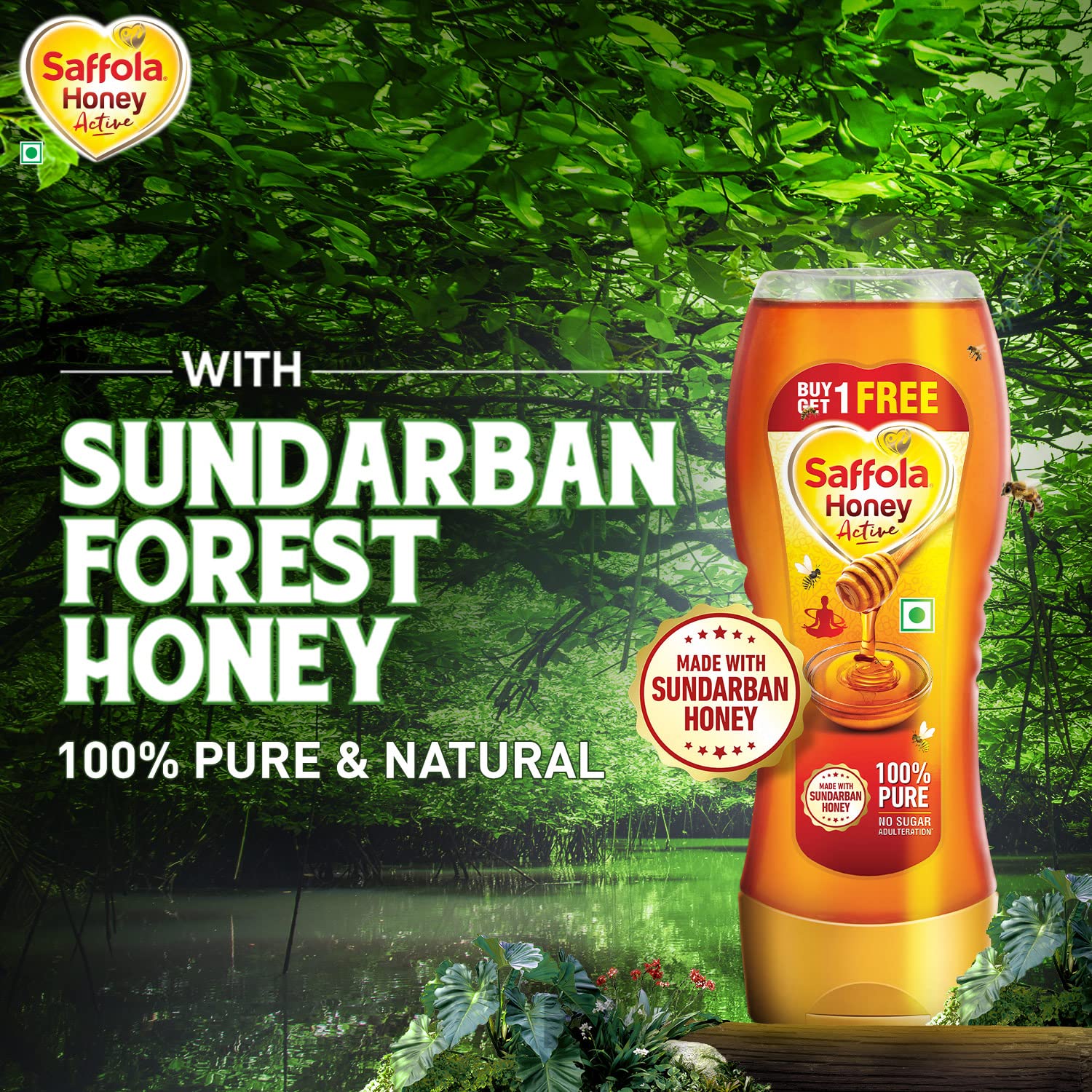 Saffola Honey Active, Made with Sundarban Forest Honey, 100% Pure Honey, No sugar adulteration, Natural Immunity booster, 2 x 350g – view 2