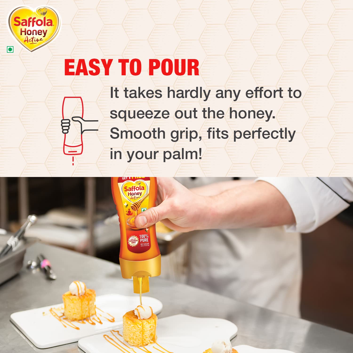 Saffola Honey Active, Made with Sundarban Forest Honey, 100% Pure Honey, No sugar adulteration, Natural Immunity booster, 2 x 350g – view 4