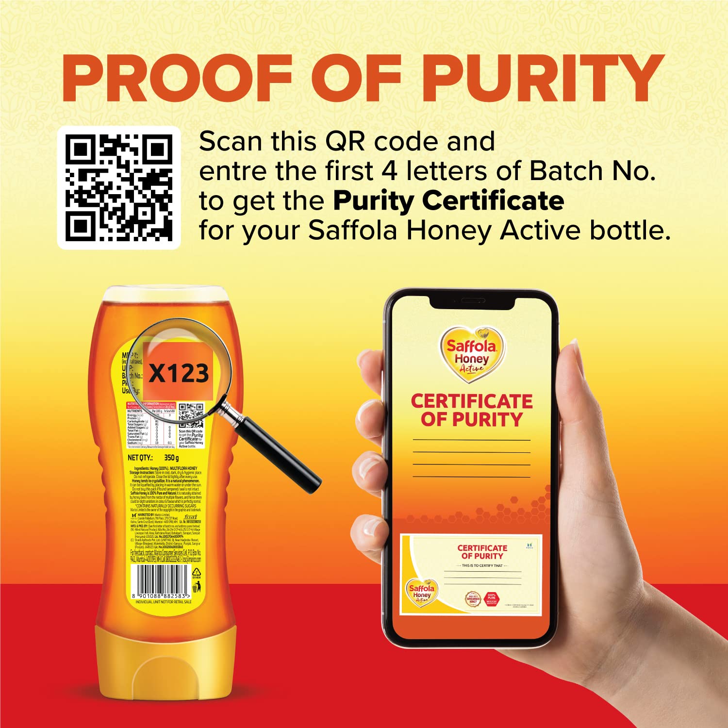 Saffola Honey Active, Made with Sundarban Forest Honey, 100% Pure Honey, No sugar adulteration, Natural Immunity booster, 2 x 350g – view 6