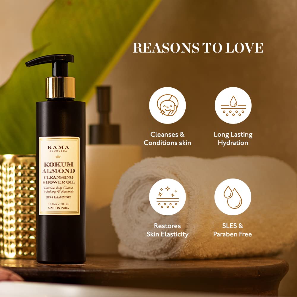 Kama Ayurveda Kokum Almond Cleansing Shower Oil - 200 ml – view 4
