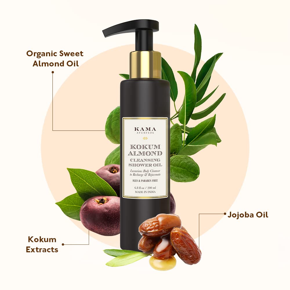 Kama Ayurveda Kokum Almond Cleansing Shower Oil - 200 ml – view 5