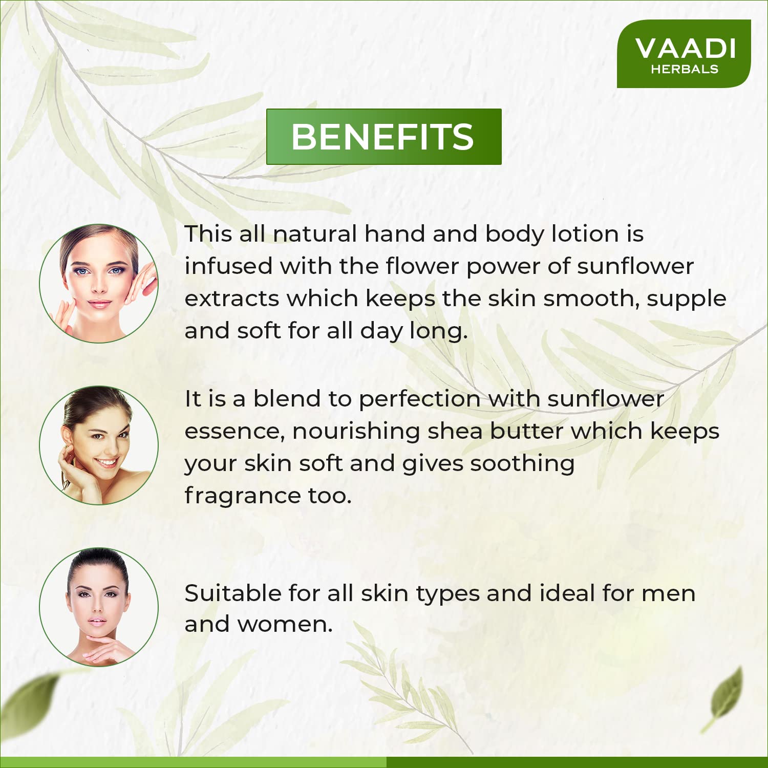 Vaadi Herbals Hand and Body Lotion with Sunflower Extract, 110ml x 3 – view 2