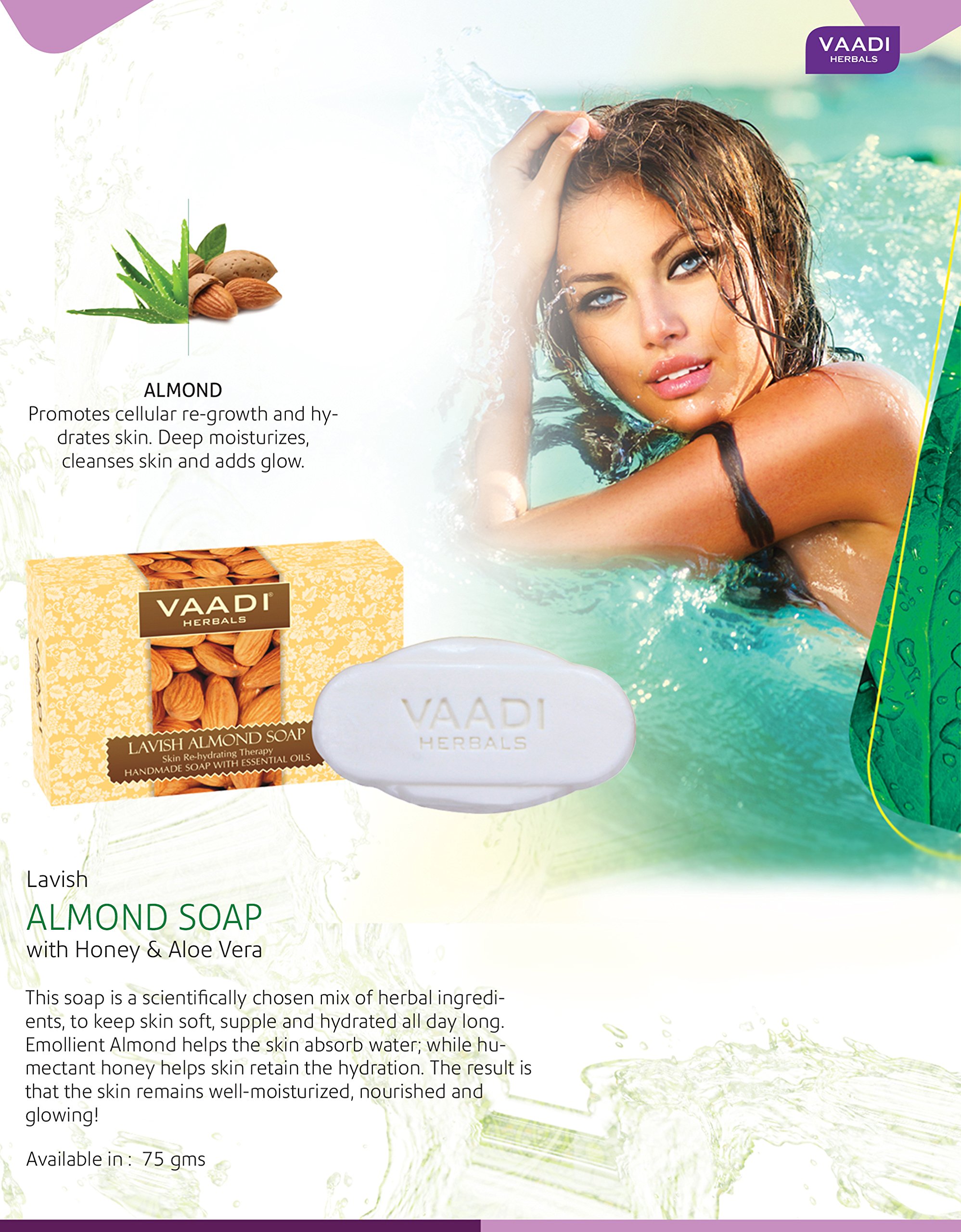Vaadi Herbals Lavish Almond Soap, 75gms x 3 – view 3