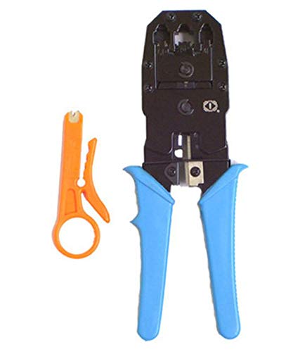Inditrust Rj45 Rj11 Crimping Tool, double colour grip 150B cutter, KD-1 Professional Punch Down Tool, Network Lan Cable Tester, 9V battery & 25 Pcs RJ45 Connectors Combo Set – view 6