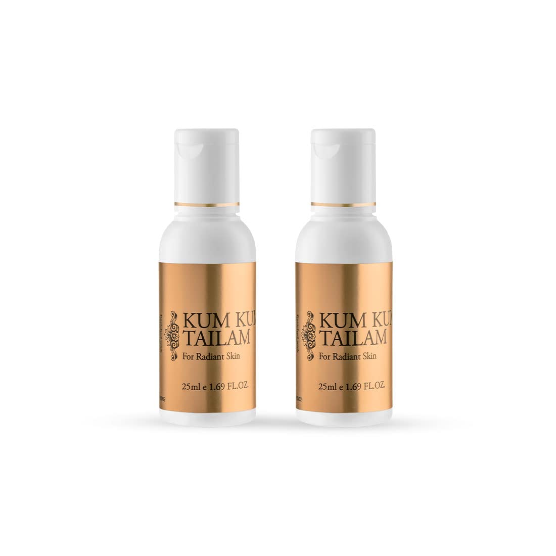 Pack of two 25 ml Kumkumadi Tailam face oil bottles
