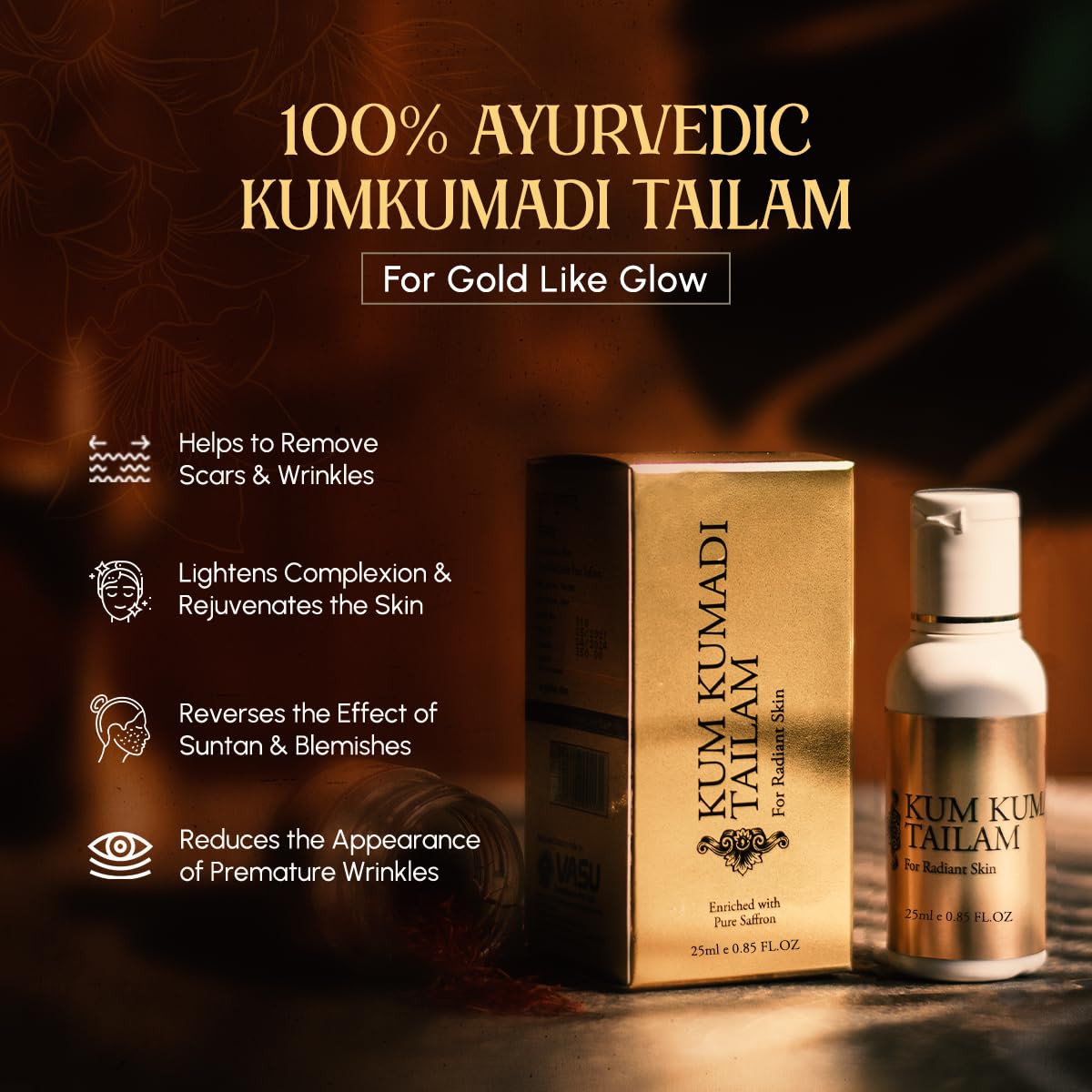 Vasu Kumkumadi Tailam, 25ml (Pack of 2) For Radiant Skin – view 3