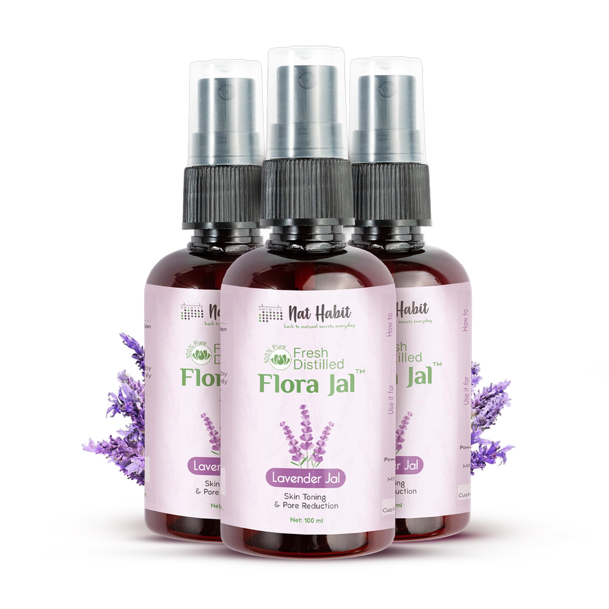 Nat Habit steam-distilled lavender water toner bottles pack of three