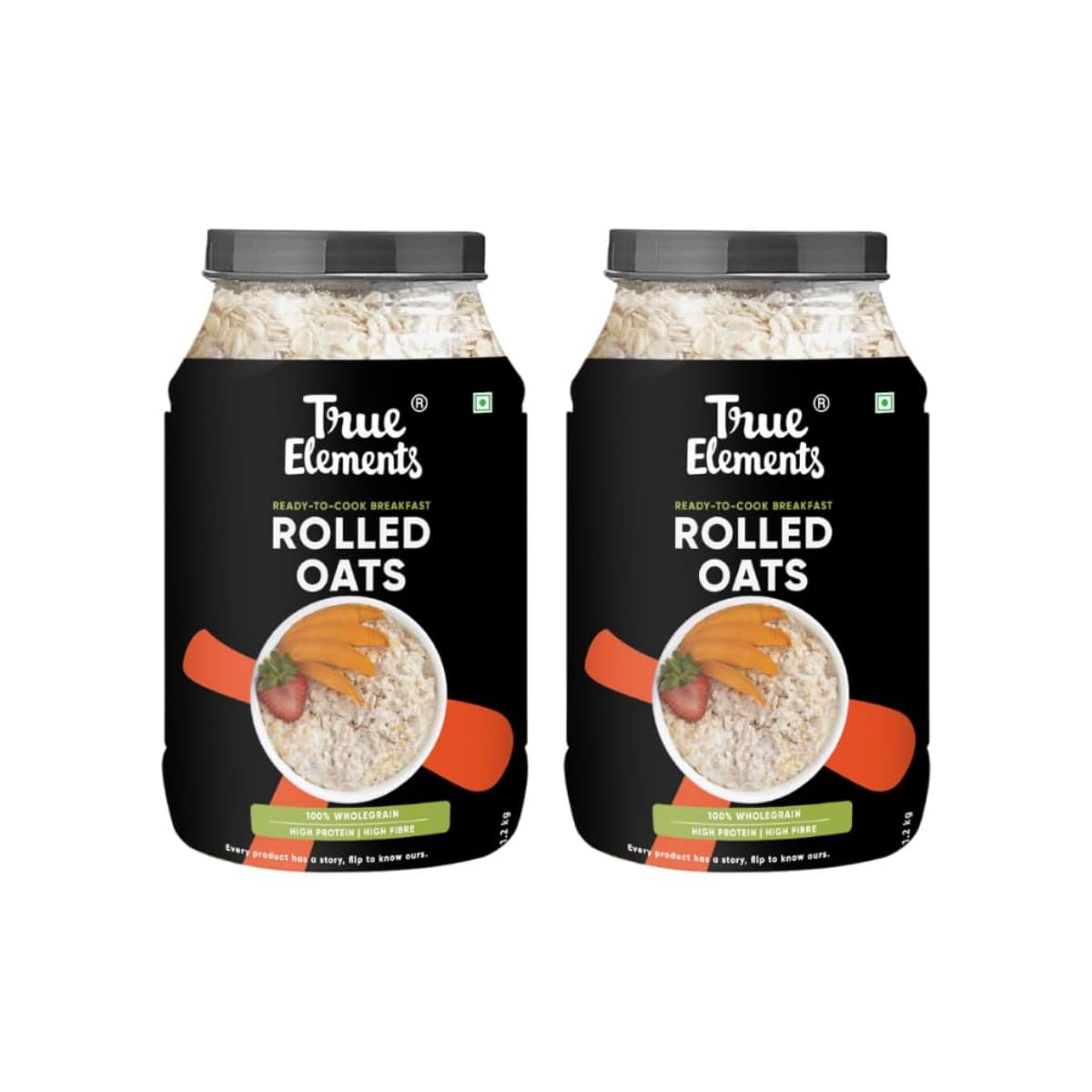 Pack of True Elements rolled oats jars for breakfast use