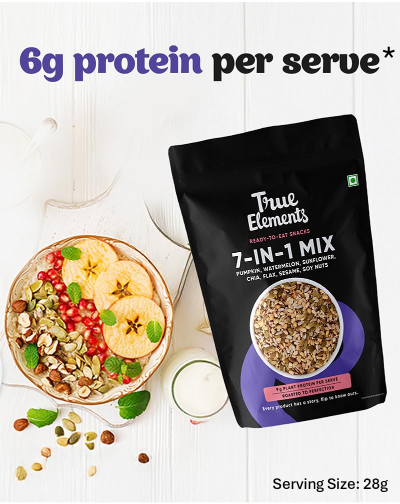 True Elements Seeds Mix - 7 in 1 Super Seeds & Nut Mix 500g - (Roasted Pumpkin, Watermelon, Sunflower, Flax – view 4