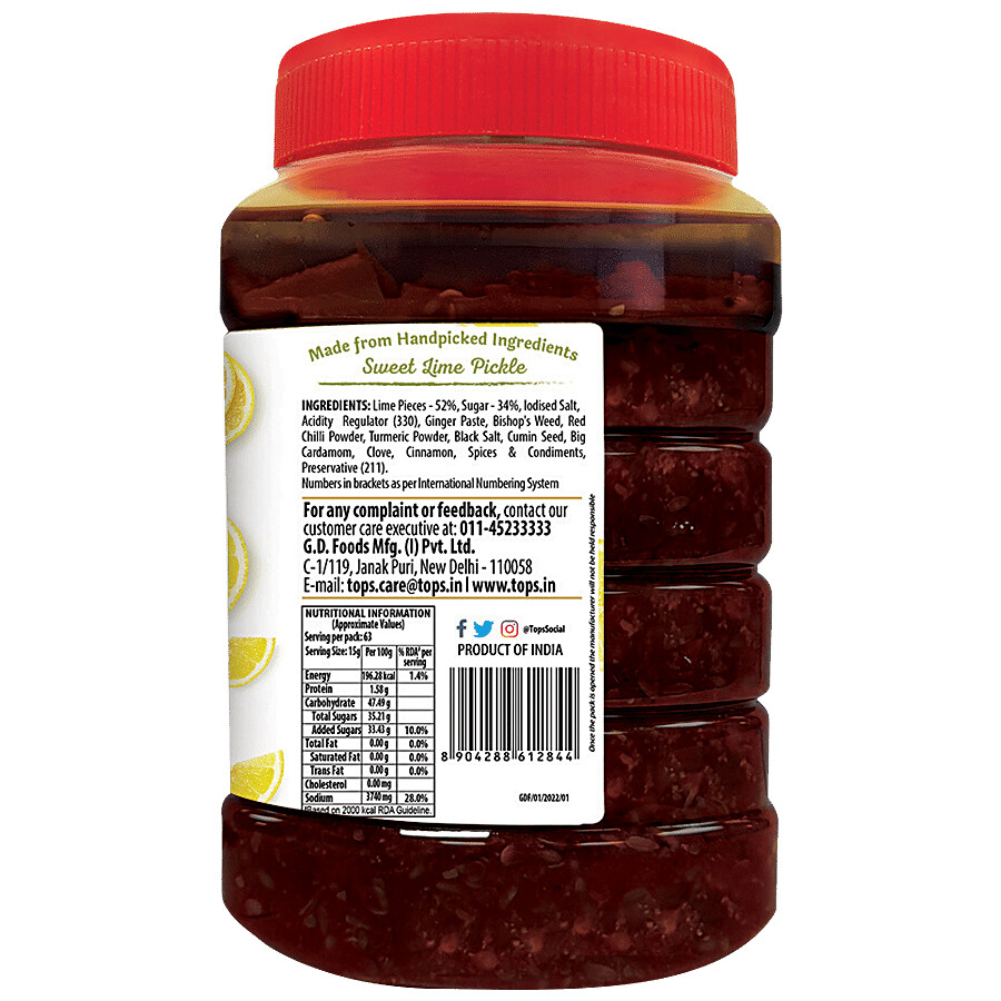 Tops Gold Sweet Lime Pickle - Tempting Flavour, Rich Aroma & Taste 950 g – view 4