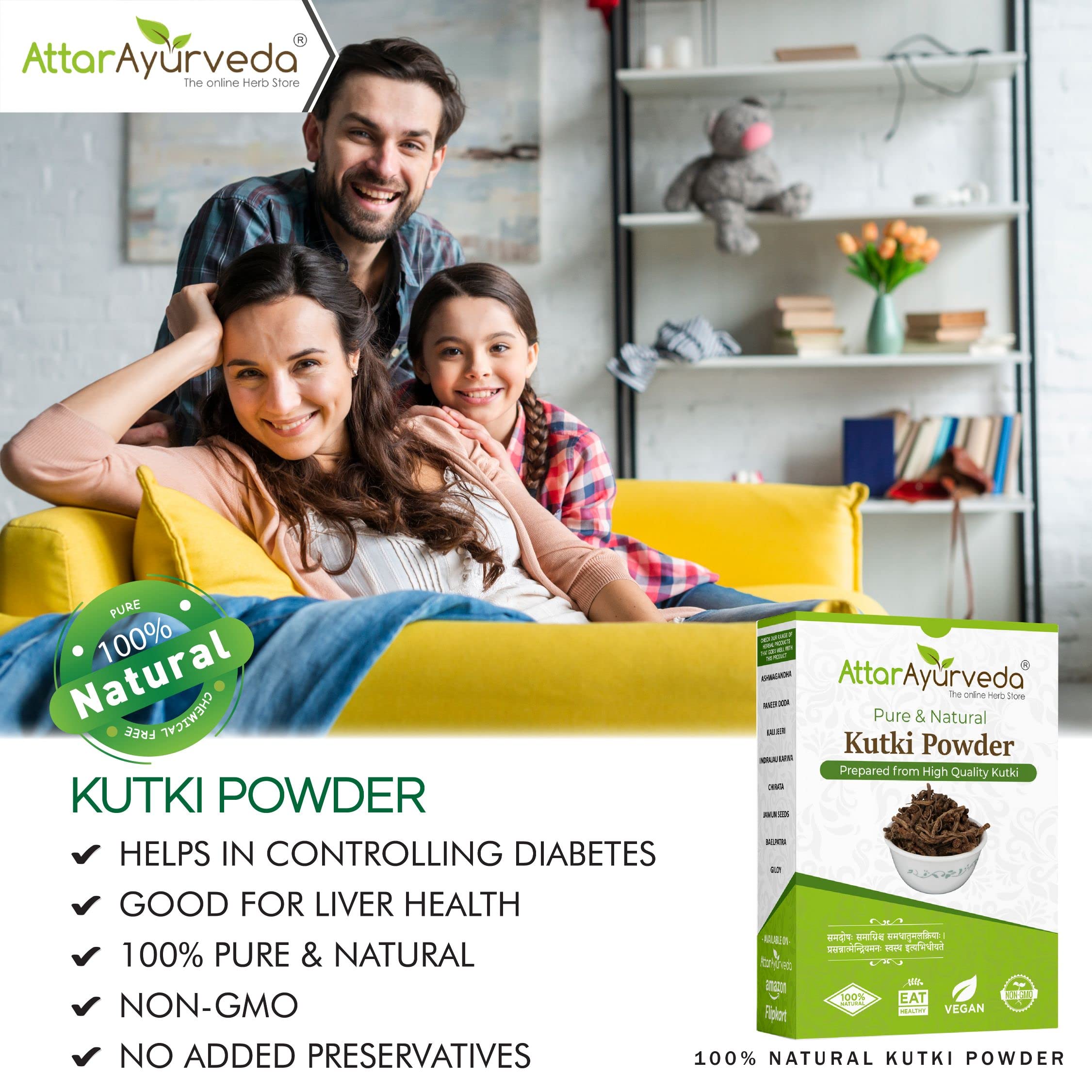Attar Ayurveda Kutki Powder 100 gm - For Liver support, Detox, Blood sugar management – view 3