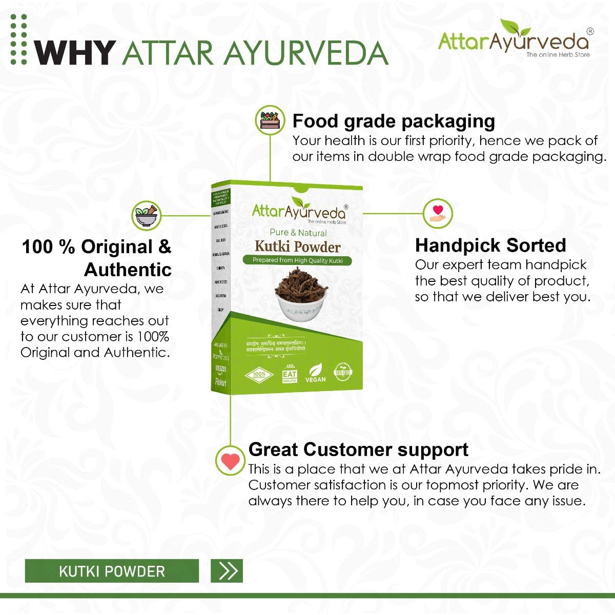 Attar Ayurveda Kutki Powder 100 gm - For Liver support, Detox, Blood sugar management – view 6