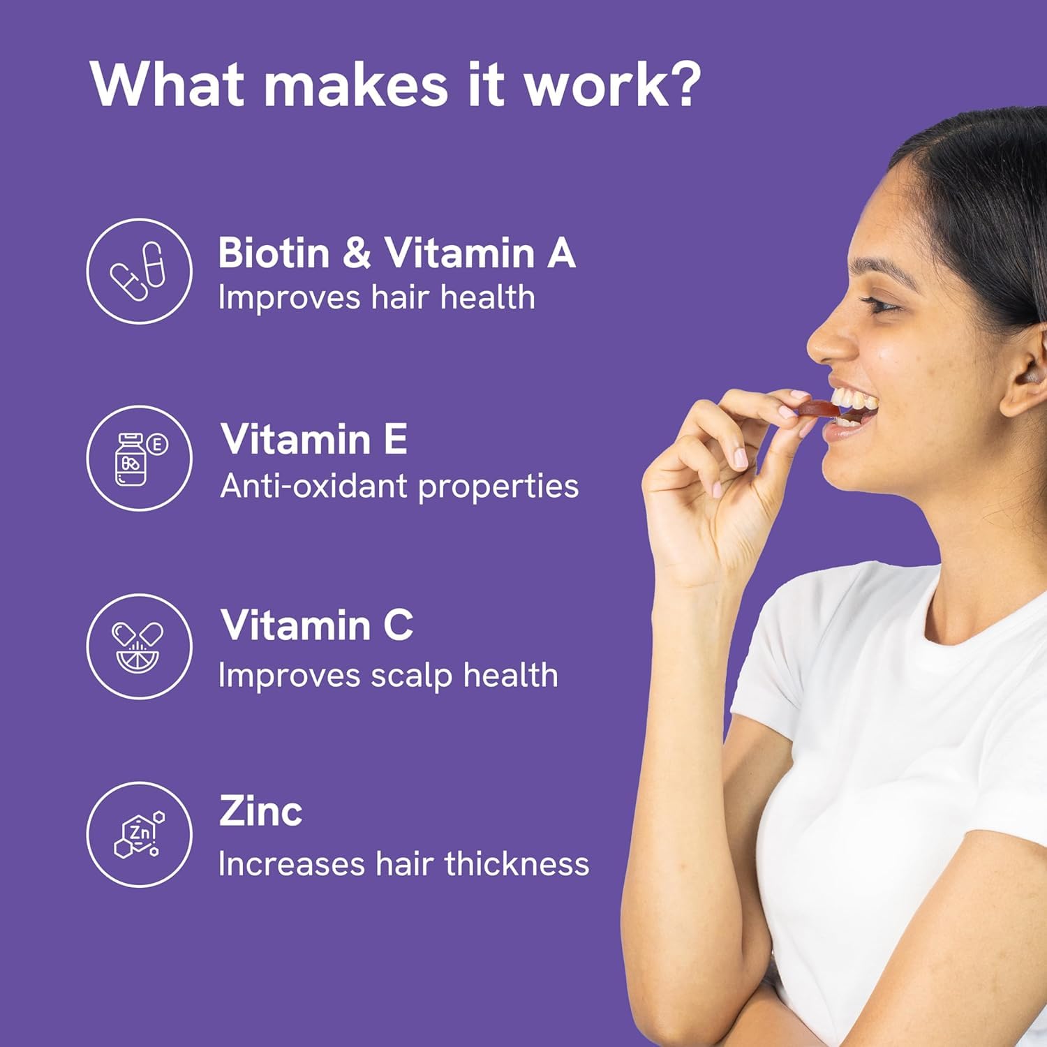 Be Bodywise Biotin Hair Gummies for Stronger, Shinier Hair & Nails – view 2