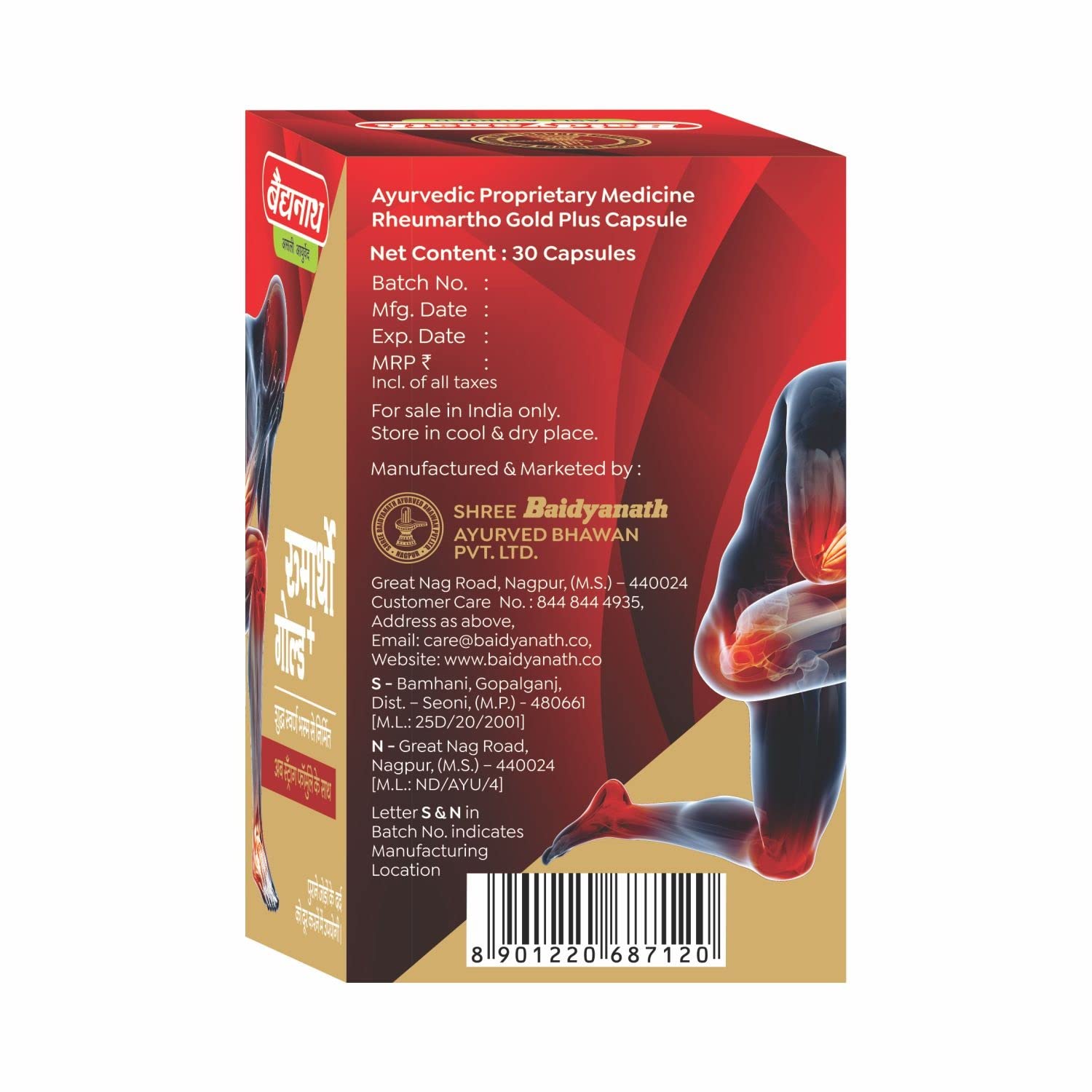 Baidyanath Asli Ayurved Rheumartho Gold Plus - Enriched With Swarna Bhasma, 30 Capsules – view 4