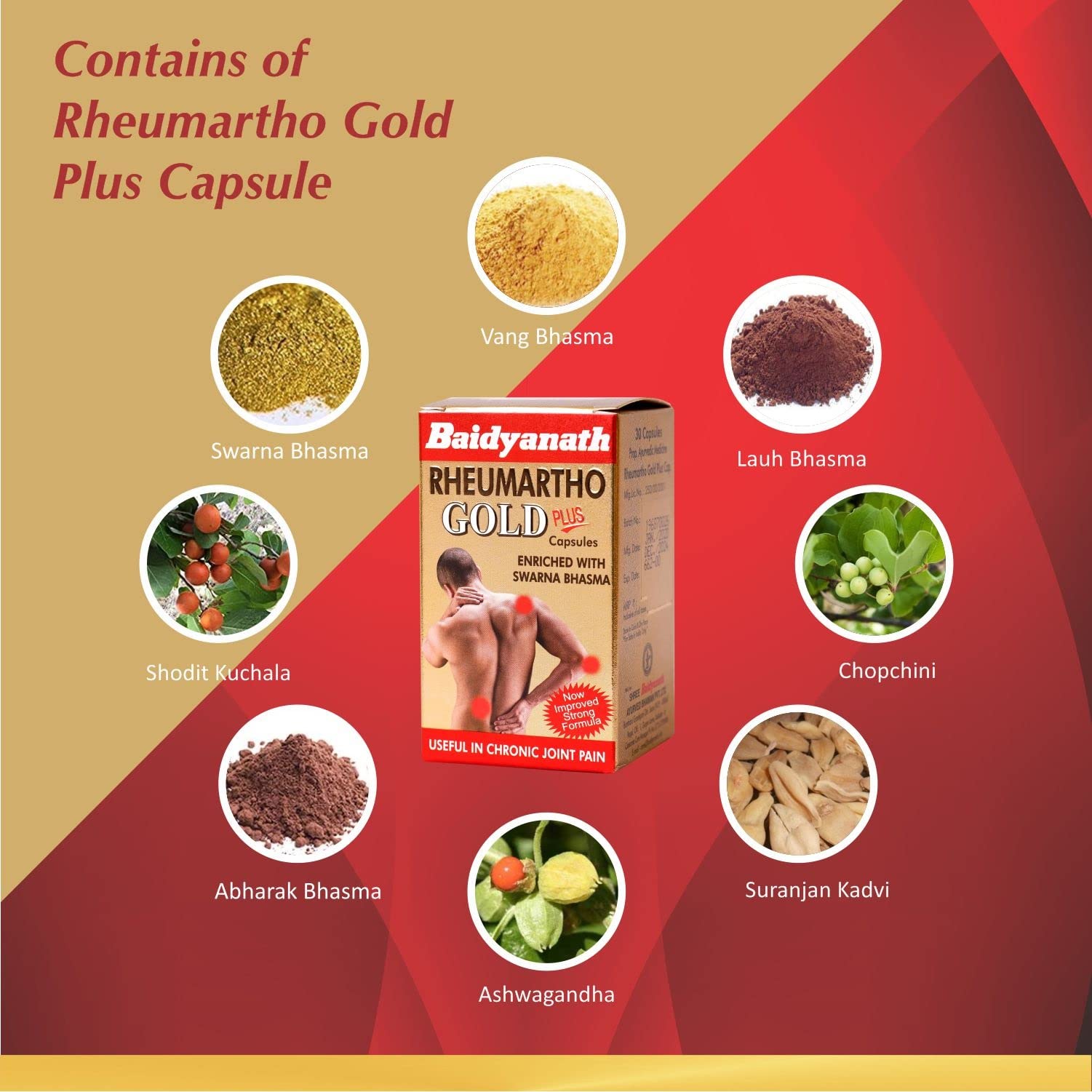 Baidyanath Asli Ayurved Rheumartho Gold Plus - Enriched With Swarna Bhasma, 30 Capsules – view 5