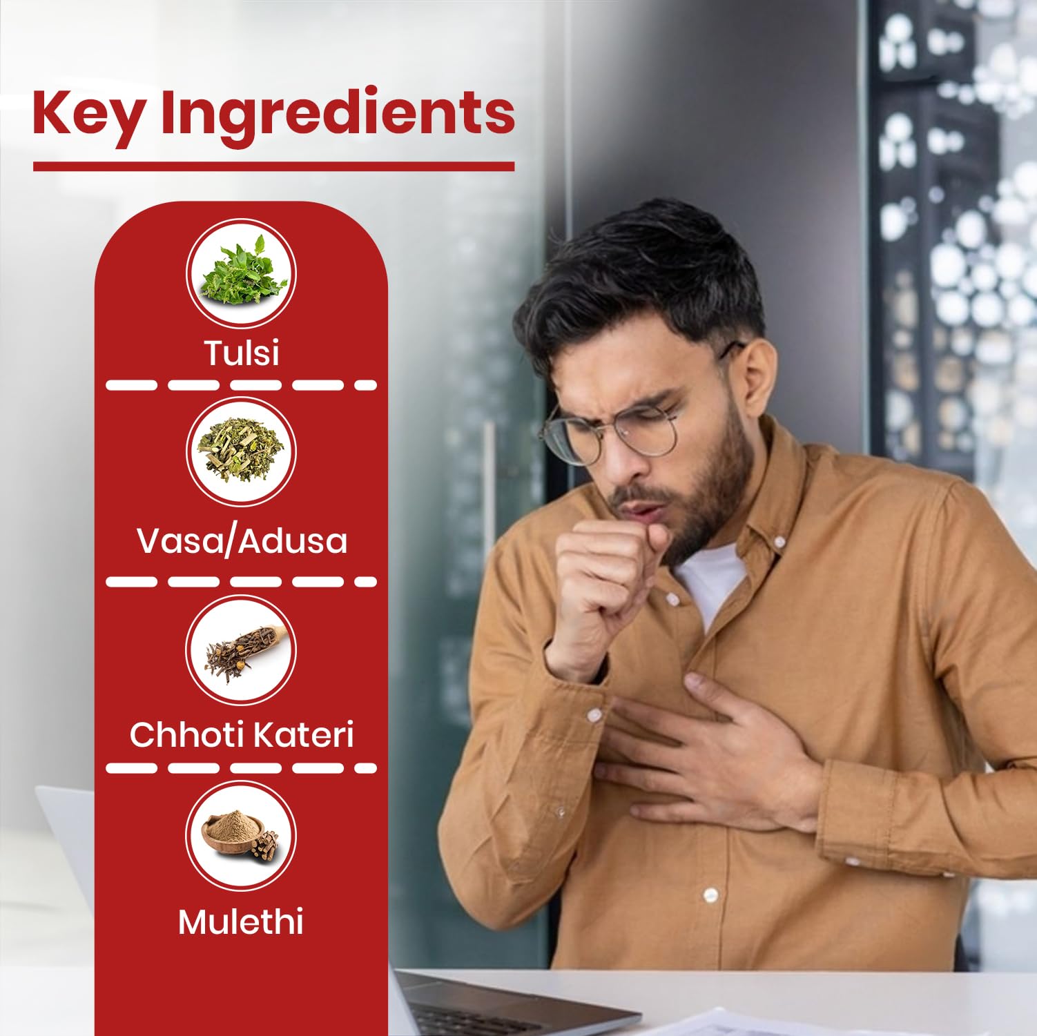 Baidyanath Kasamrit Sugar Free Herbal and Ayurvedic Cough Syrup, Non-Drowsy Formula, with Goodness of Tulsi, Mulethi, Pippal, Chhoti Kateri and 9 other Essential Herbs – view 4