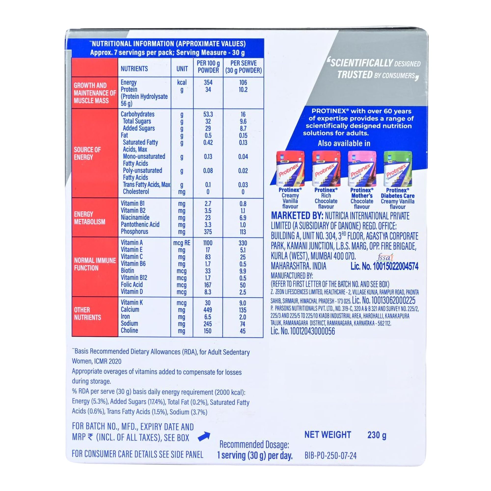 Protinex Nutritional Protein Rich Mix For Adults - (Original, 230 Gms, BIB) with Vital Nutrients to Support faster absorbation & Immunity – view 7