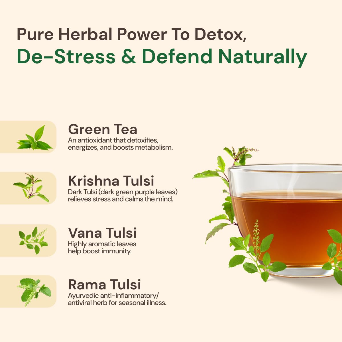 Maharishi Ayurveda Organic Certified Tulsi Green Tea Premium - 100g – view 4