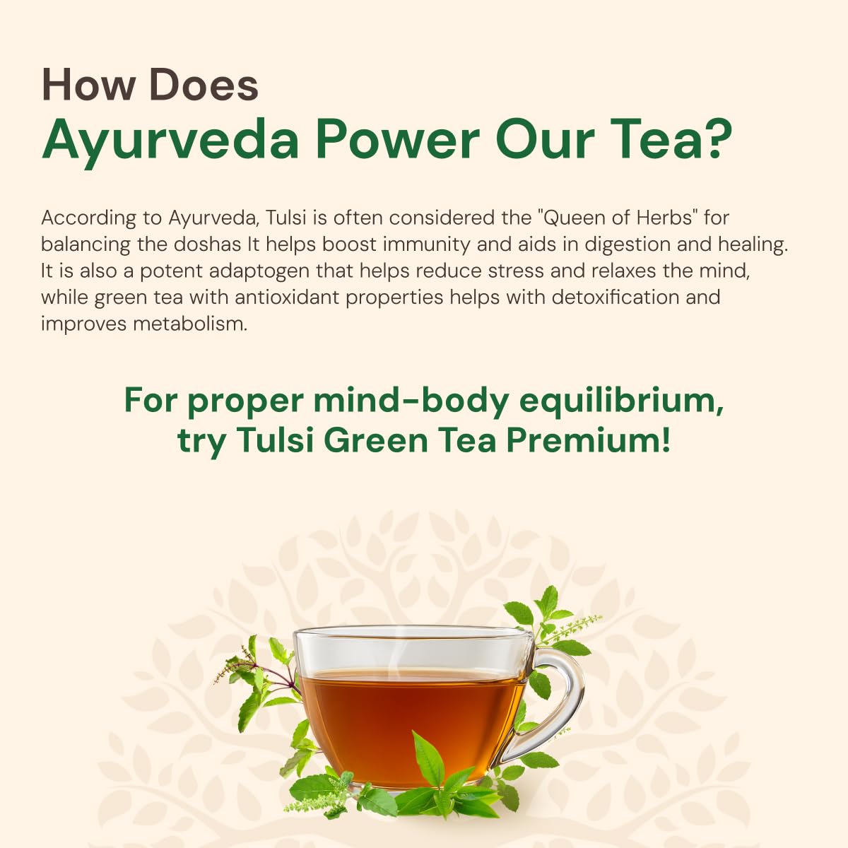 Maharishi Ayurveda Organic Certified Tulsi Green Tea Premium - 100g – view 5