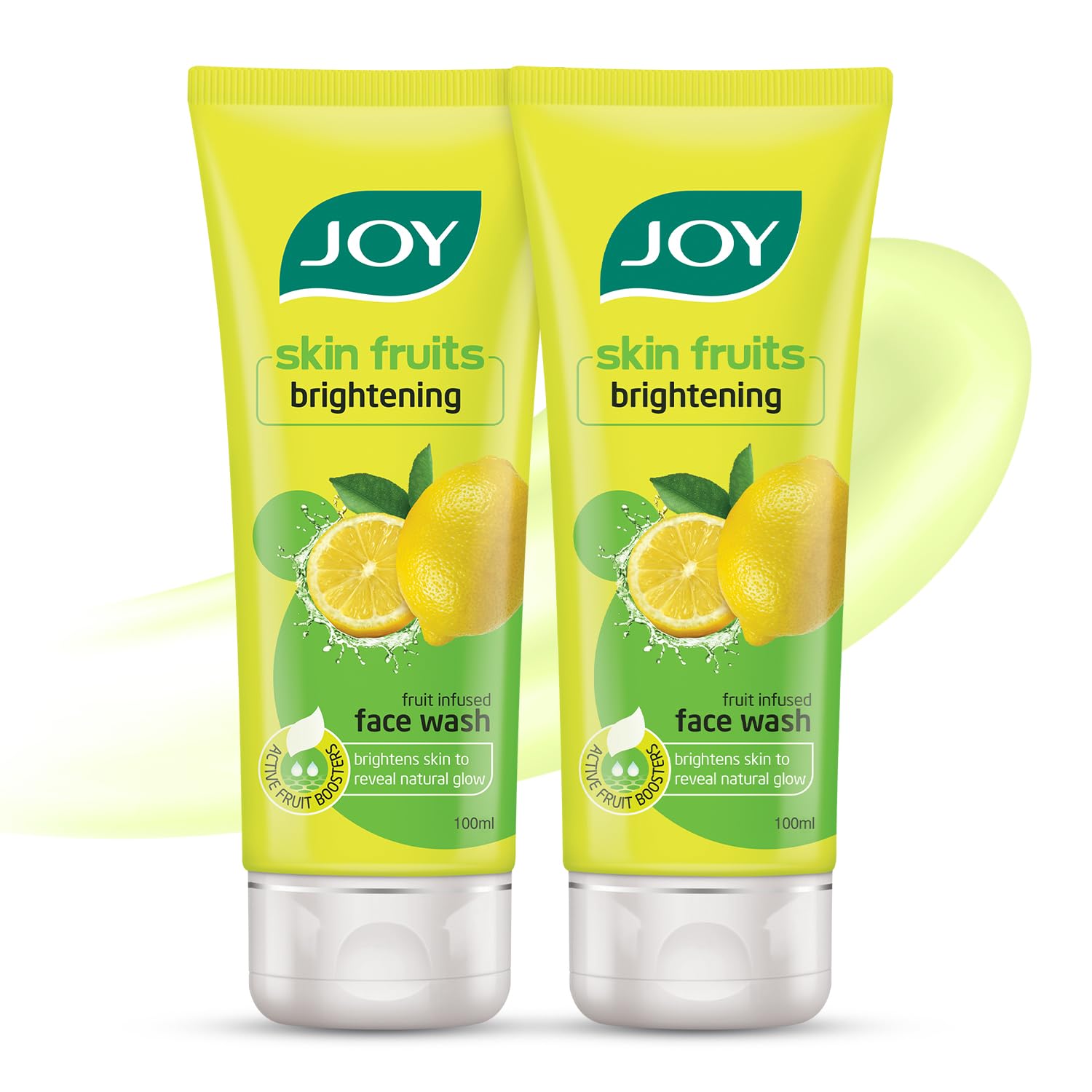 Two 100 ml Joy lemon face wash tubes with vitamin C