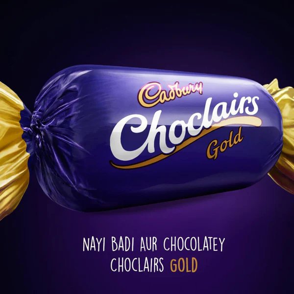 Cadbury Choclairs Gold rectangular toffee candies in a sharing bag