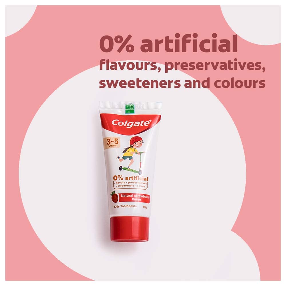 Colgate Kids Anticavity Toothpaste for 3-5 Years, 160g (80g x 2), Natural Strawberry Flavour, 0% Artificial Substances – view 5