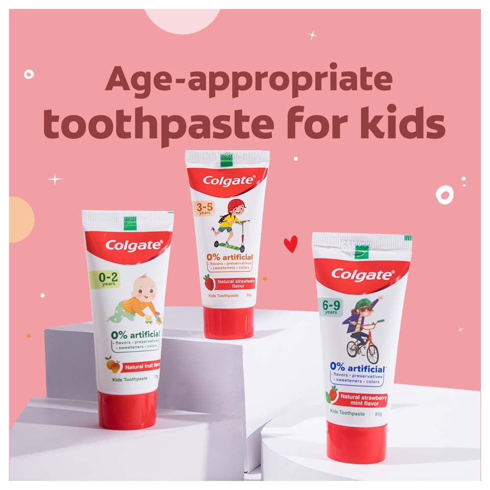 Colgate Kids Anticavity Toothpaste for 3-5 Years, 160g (80g x 2), Natural Strawberry Flavour, 0% Artificial Substances – view 7