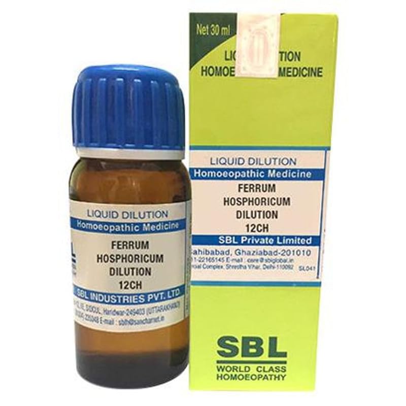 SBL Ferrum Phosphoricum Dilution 12 CH homeopathic medicine bottle