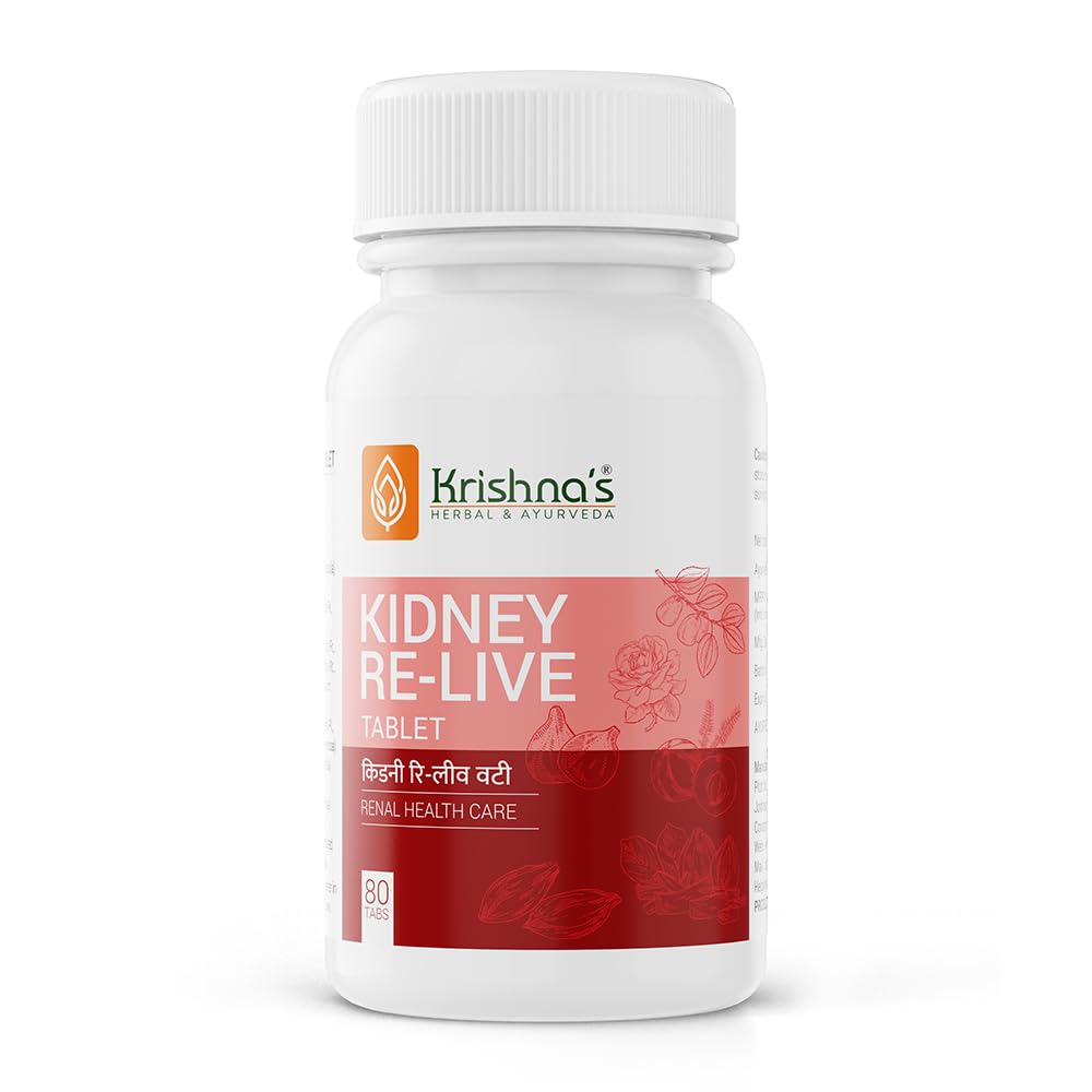 Ayurvedic Kidney Re-Live Tablet bottle for adult renal care