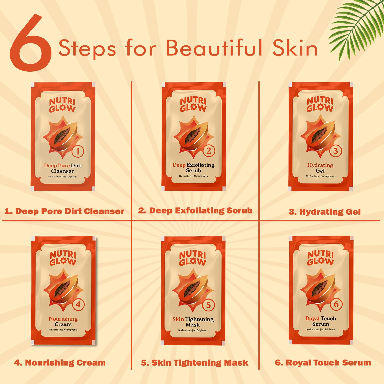 NutriGlow NATURAL'S Advanced Pro Formula Papaya Facial Kit for Glowing Skin Cleanup Kit for Even Skin Tone, 60gm – view 5