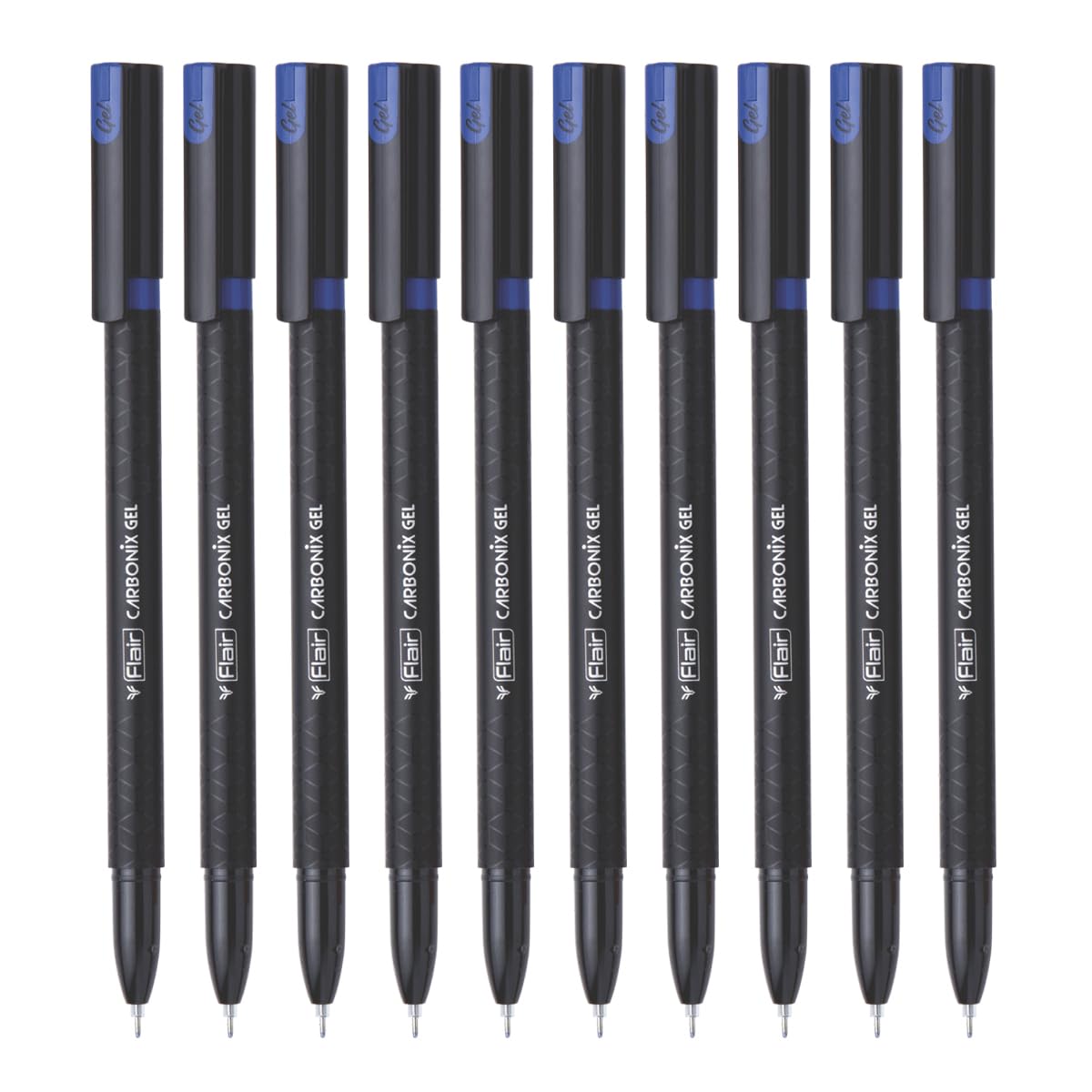 FLAIR Carbonix 0.5 mm blue ink gel pens in box pack