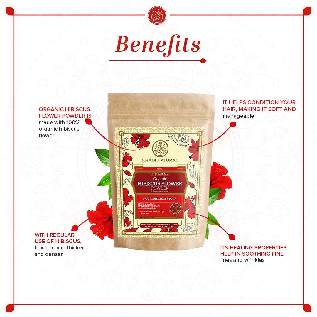 KHADI NATURAL Hibiscus Flower Organic Powder Pack of 2 (2x100gm) 200gm – view 5
