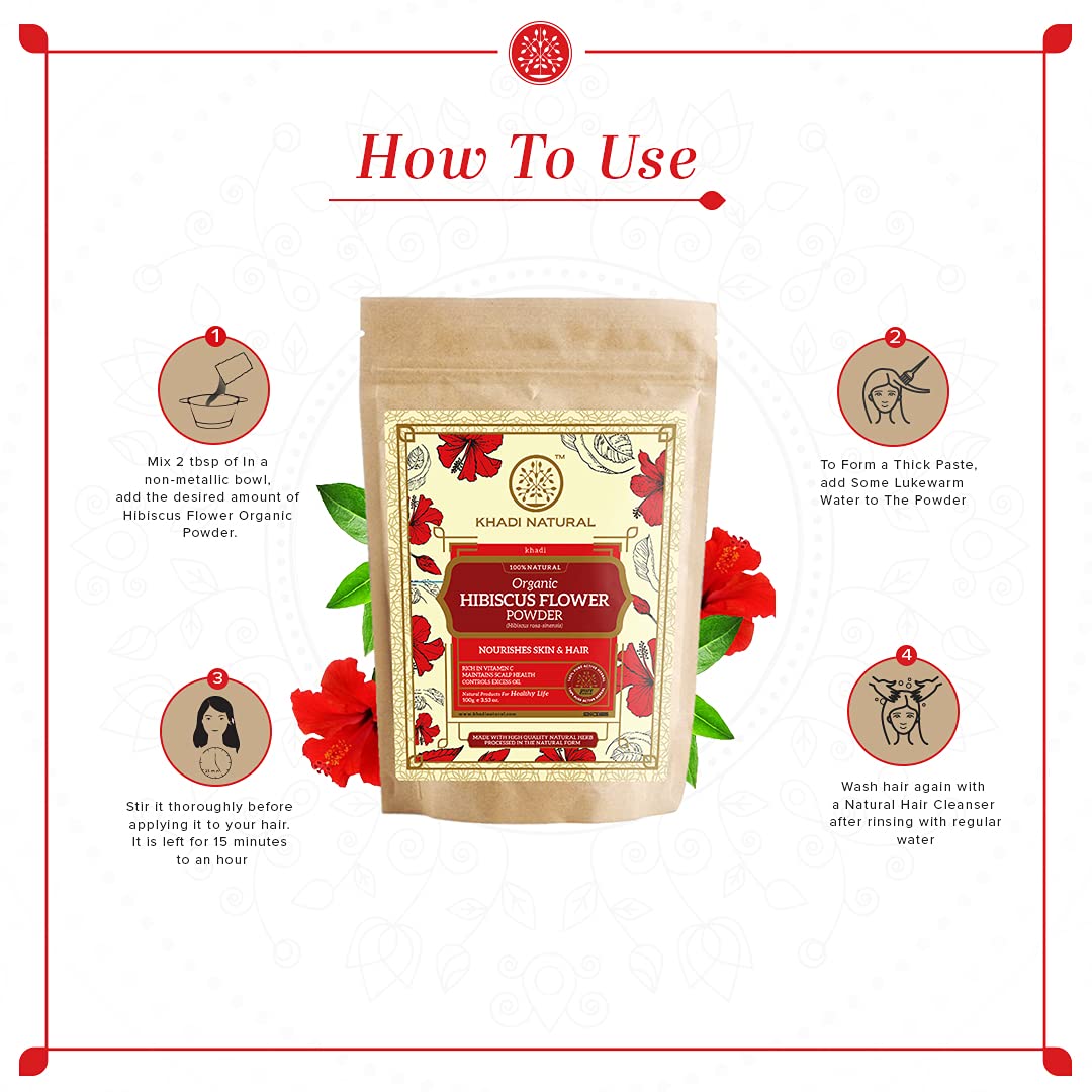 KHADI NATURAL Hibiscus Flower Organic Powder Pack of 2 (2x100gm) 200gm – view 6