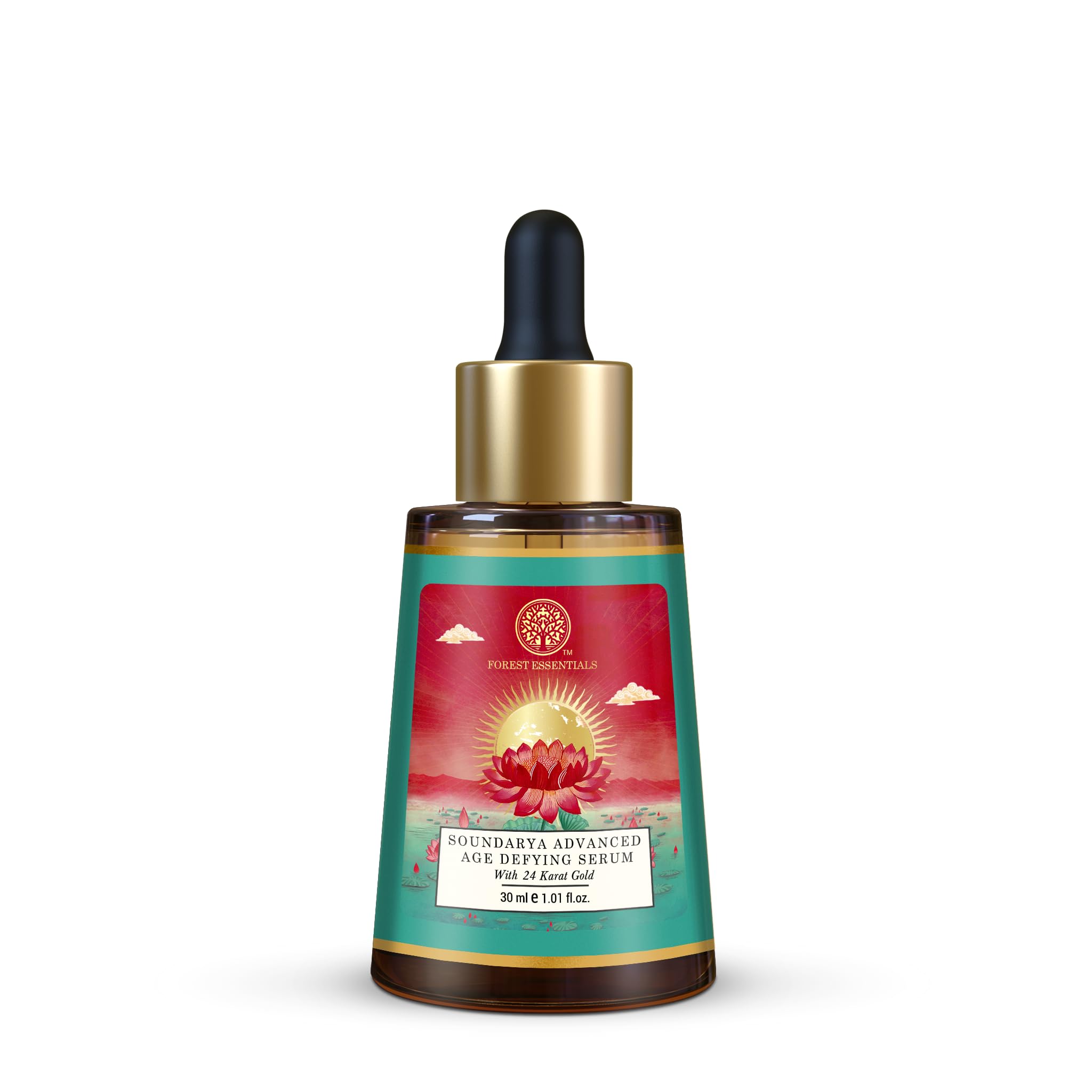 Forest Essentials Ayurvedic 24K gold face serum in 30 ml bottle
