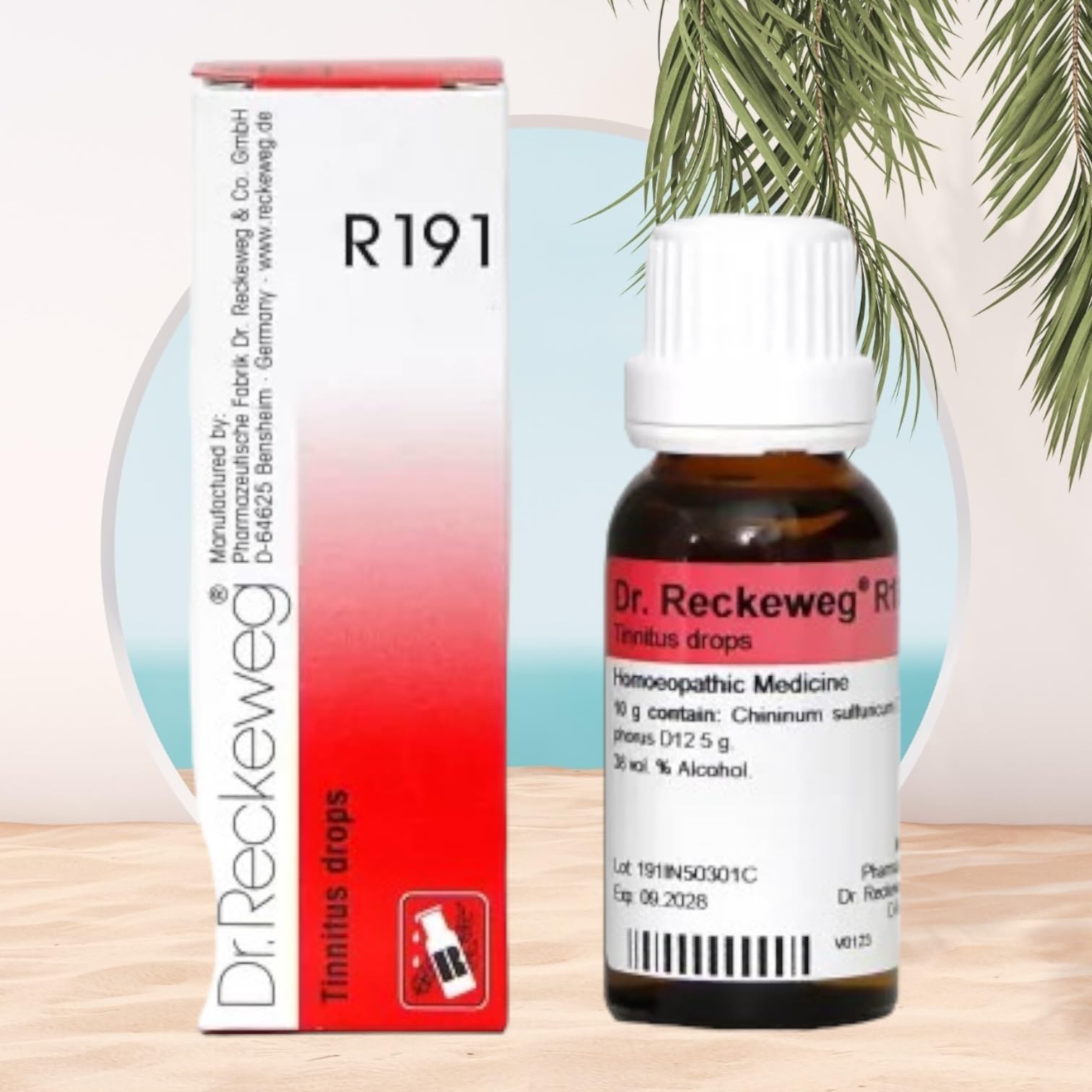 22 ml bottle of HOMOCOS Dr Reckeweg R191 tinnitus drops