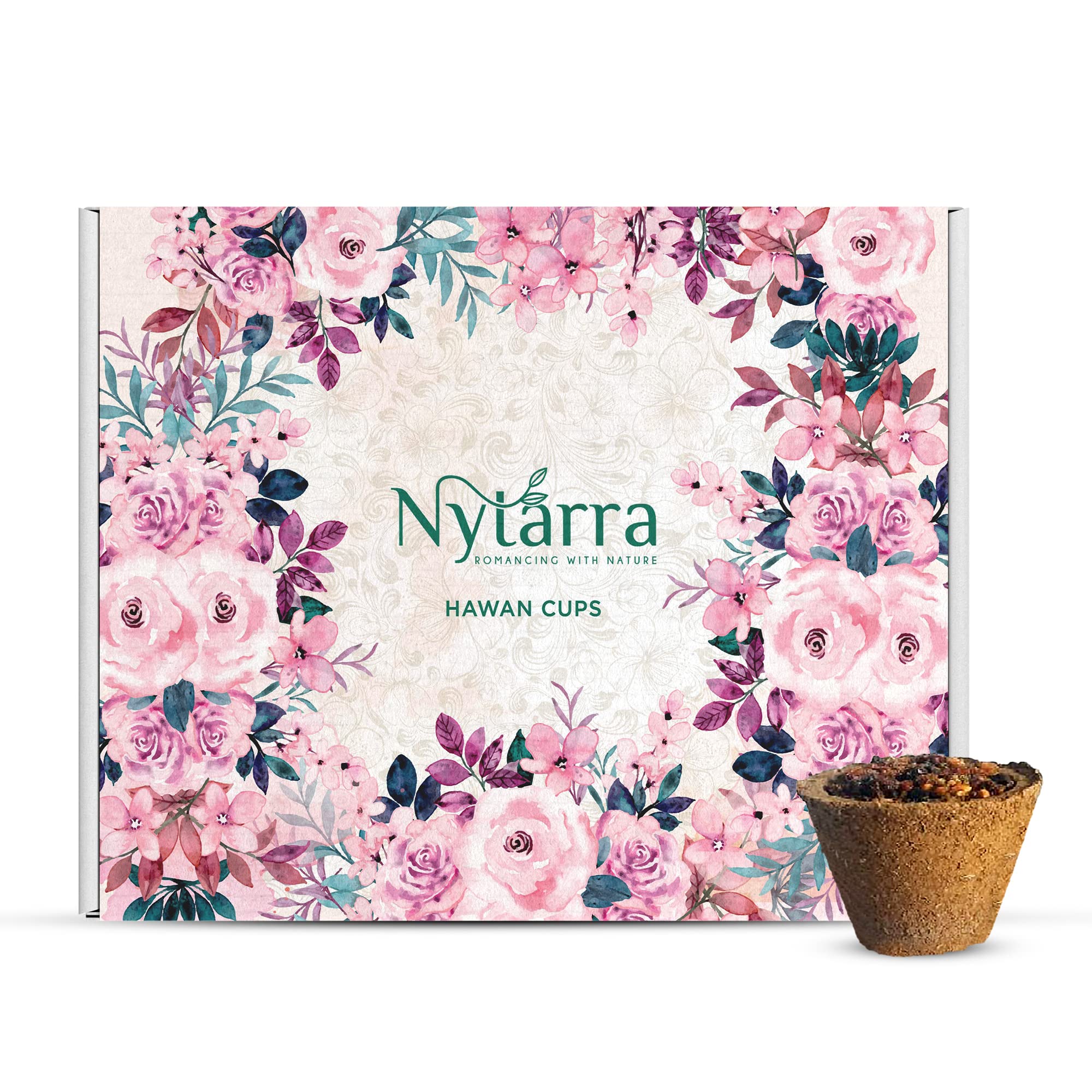 Nytarra Havan Cups for Pooja 12 pcs Each with Holder, Cow Dung Outer Shell Hawan Natural Herbs, Jatamasi, Tulsi, Ashwagandha, Guggal, Loban, Dried Flowers, Sambrani Dhoop Cups – view 8