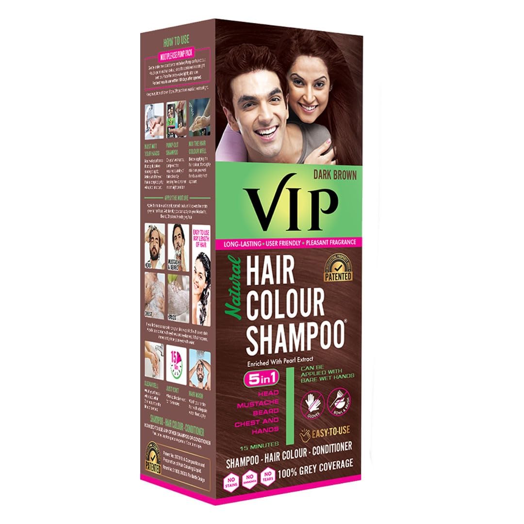 180 ml VIP hair colour shampoo in dark brown variant