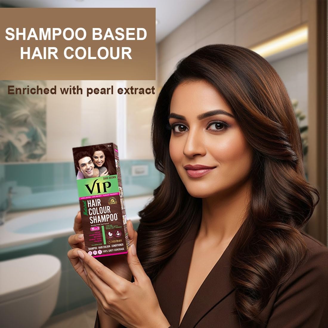 VIP HAIR COLOUR SHAMPOO (180 ml (Pack of 1), Dark Brown) – view 2