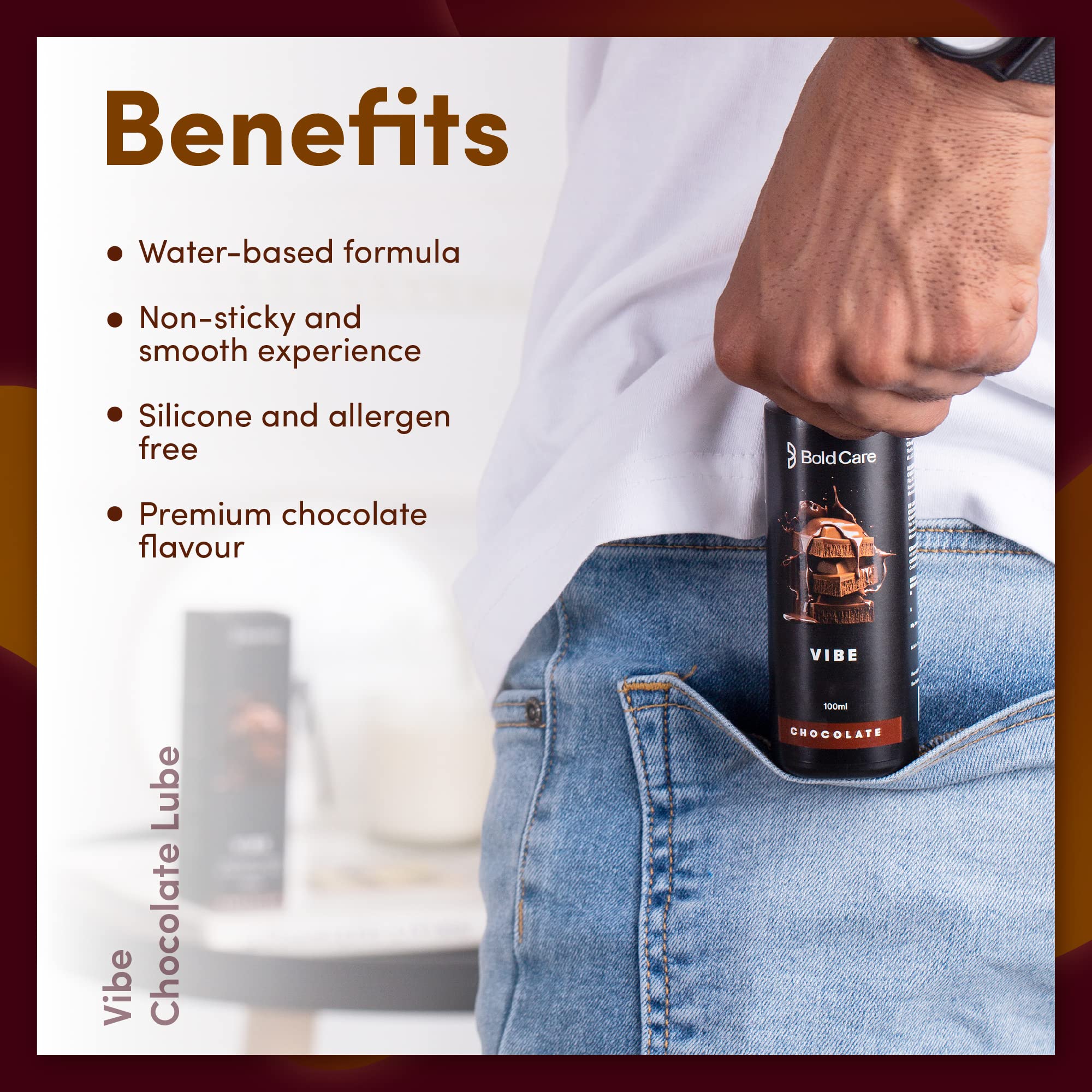 Bold Care Ultra thin Delay Condoms + Vibe - Chocolate flavoured Premium Lubricant Gel - Water based formula - Gentle on the skin – view 3