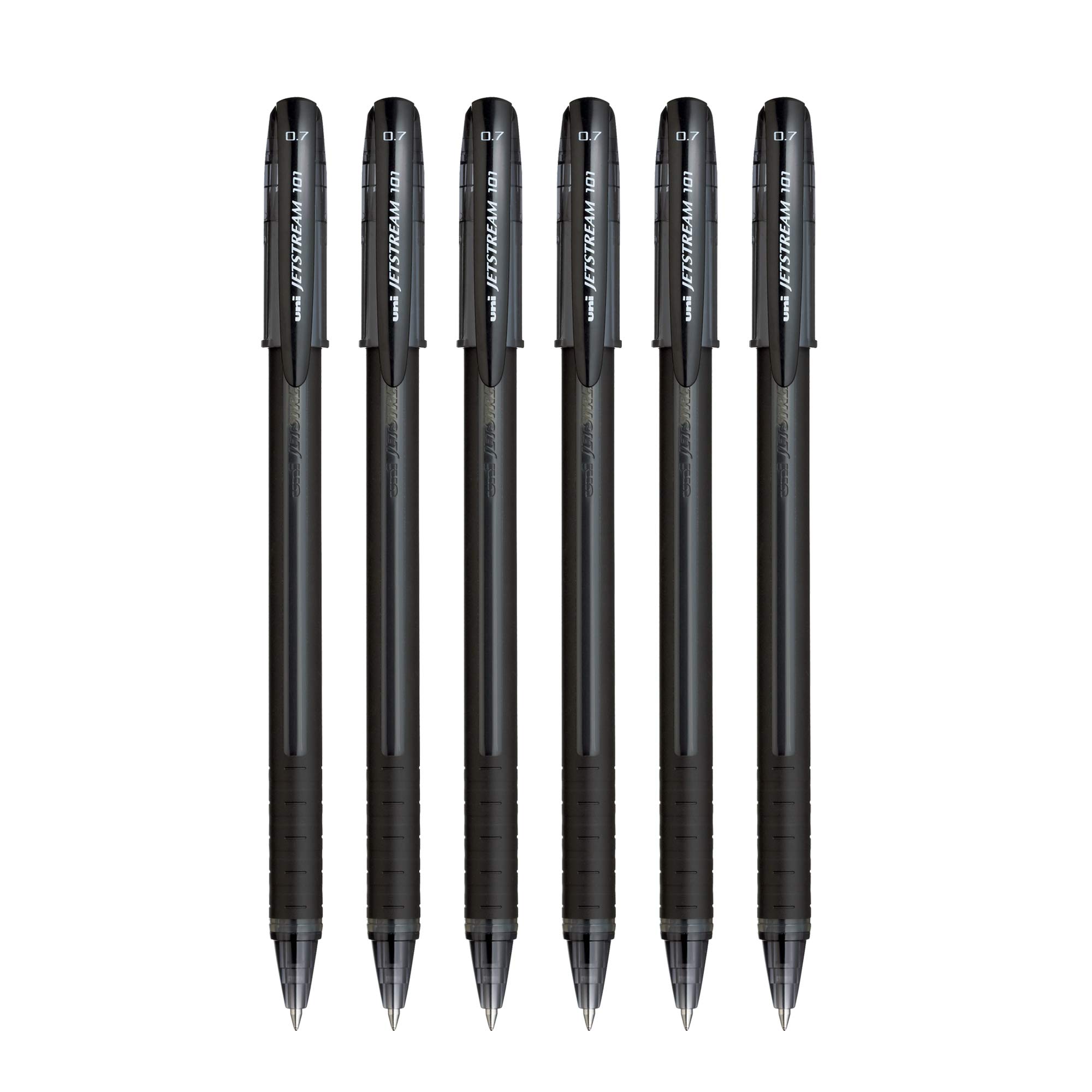 uni-ball Jetstream SX-101 0.7mm Roller Ball Pen | Black Ink, Pack of 6