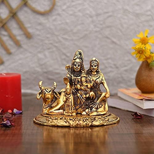 Collectible India Handcrafted Shiva Parvati Ganesh Idol Shiv Parivar Murti Statue Sculpture - Lord Shiva Idols Family Sitting On Nandi Showpiece Figurine for Home Office Temple Mandir Decoration Gift – view 2