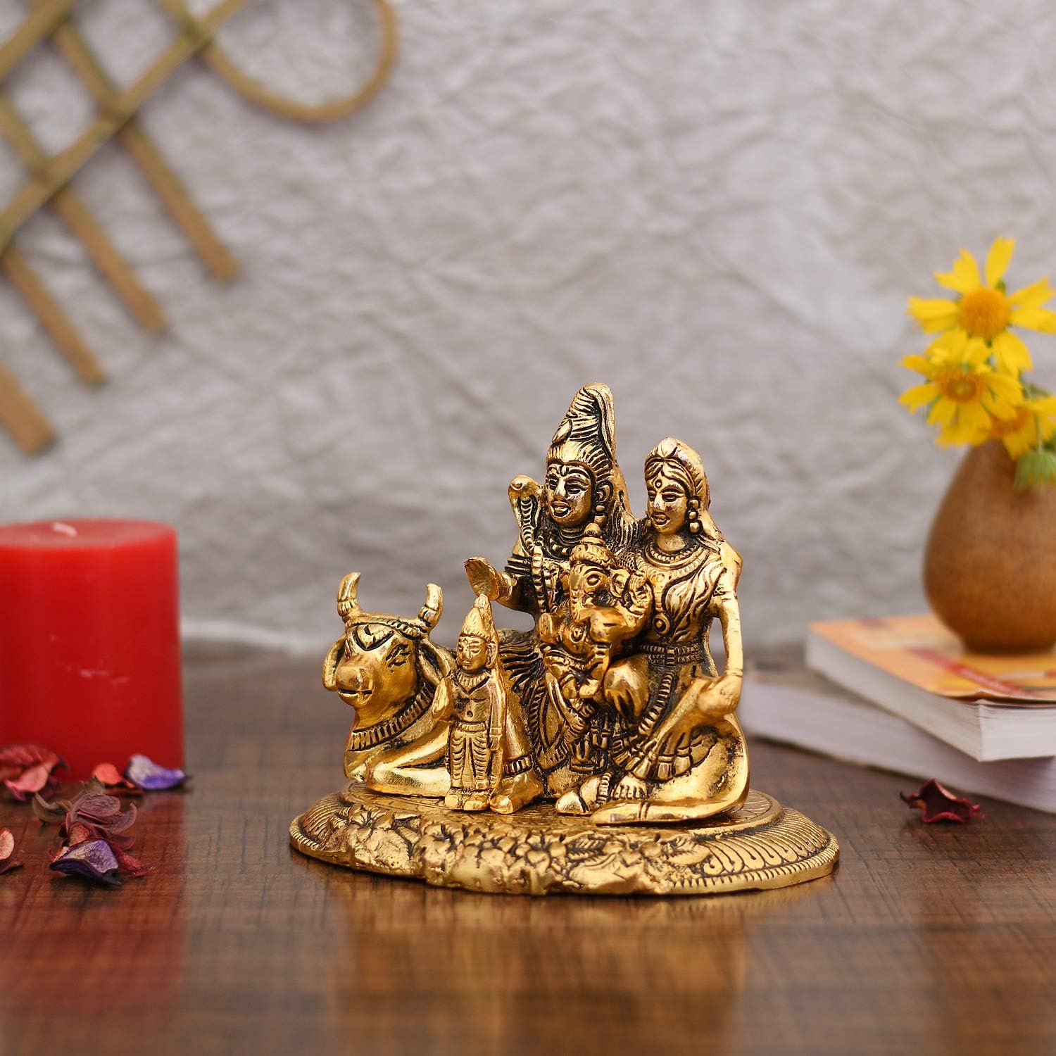 Collectible India Handcrafted Shiva Parvati Ganesh Idol Shiv Parivar Murti Statue Sculpture - Lord Shiva Idols Family Sitting On Nandi Showpiece Figurine for Home Office Temple Mandir Decoration Gift – view 3
