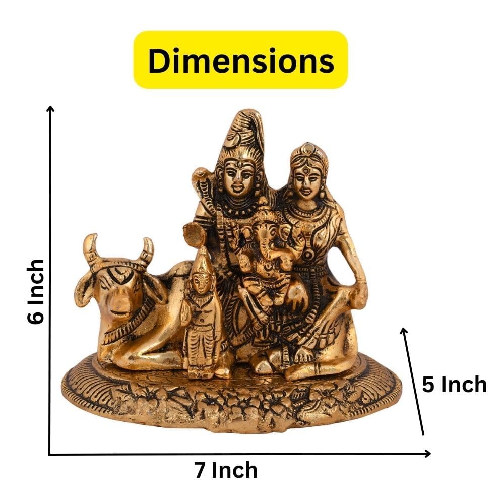Collectible India Handcrafted Shiva Parvati Ganesh Idol Shiv Parivar Murti Statue Sculpture - Lord Shiva Idols Family Sitting On Nandi Showpiece Figurine for Home Office Temple Mandir Decoration Gift – view 4