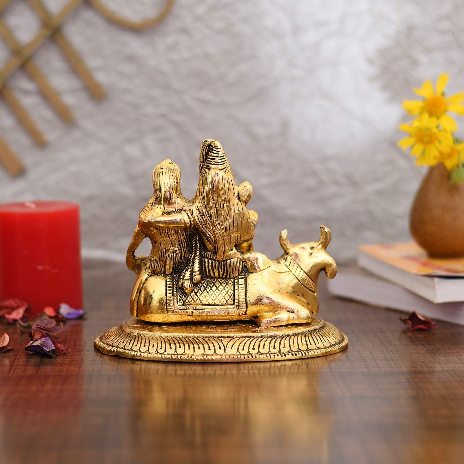 Collectible India Handcrafted Shiva Parvati Ganesh Idol Shiv Parivar Murti Statue Sculpture - Lord Shiva Idols Family Sitting On Nandi Showpiece Figurine for Home Office Temple Mandir Decoration Gift – view 6